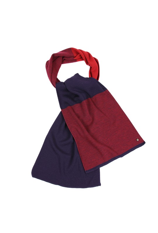 Echarpe Aubert homme en laine bleu marine et rouge - Maison Bonnefoy