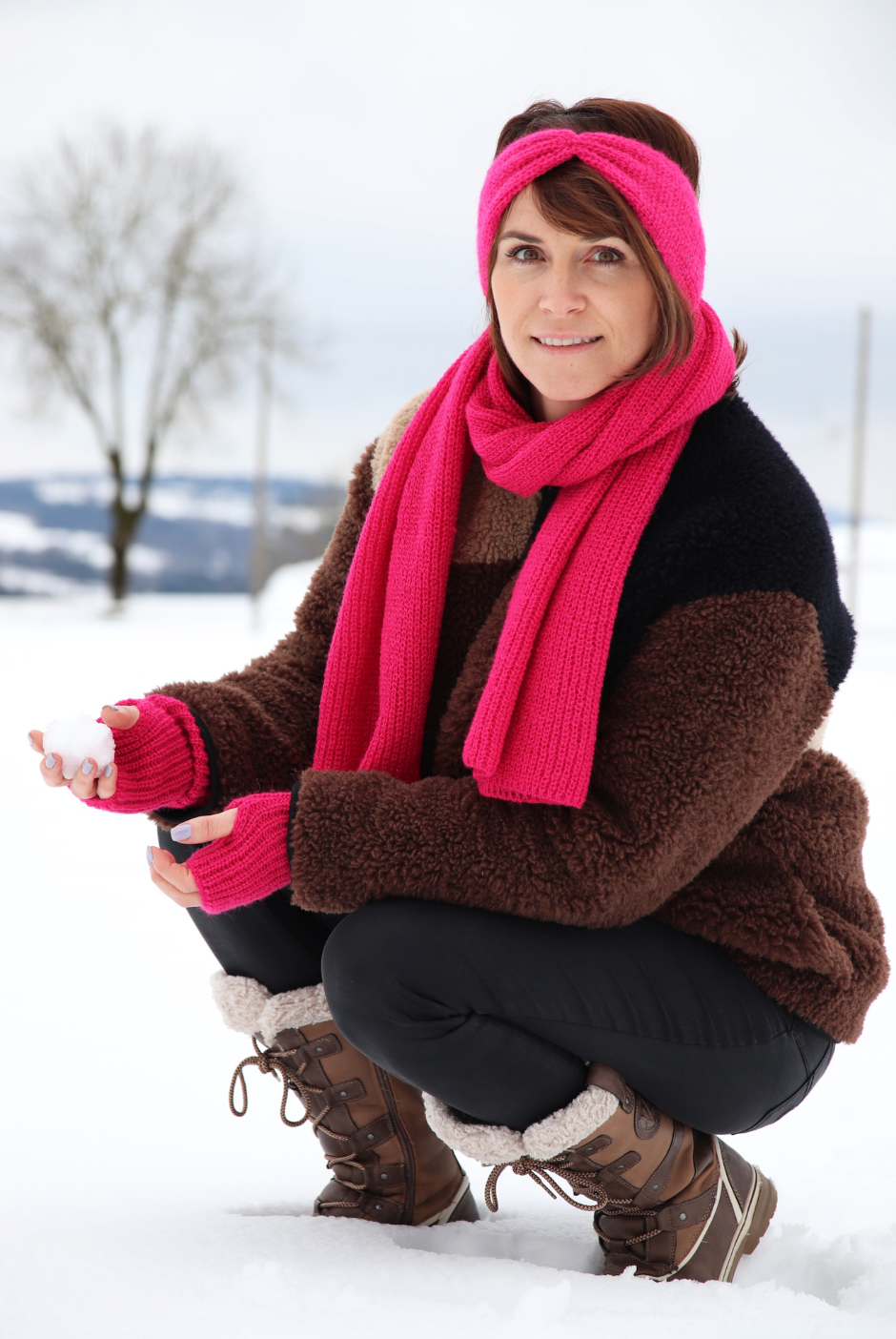 Mitaines Pauline Mohair femme fuchsia - Maison Bonnefoy