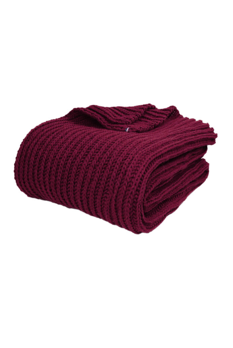 Plaid Cannes en Laine grosse mailles bordeaux - Maison Bonnefoy