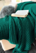 Plaid Cannes en Laine grosse mailles vert - Maison Bonnefoy