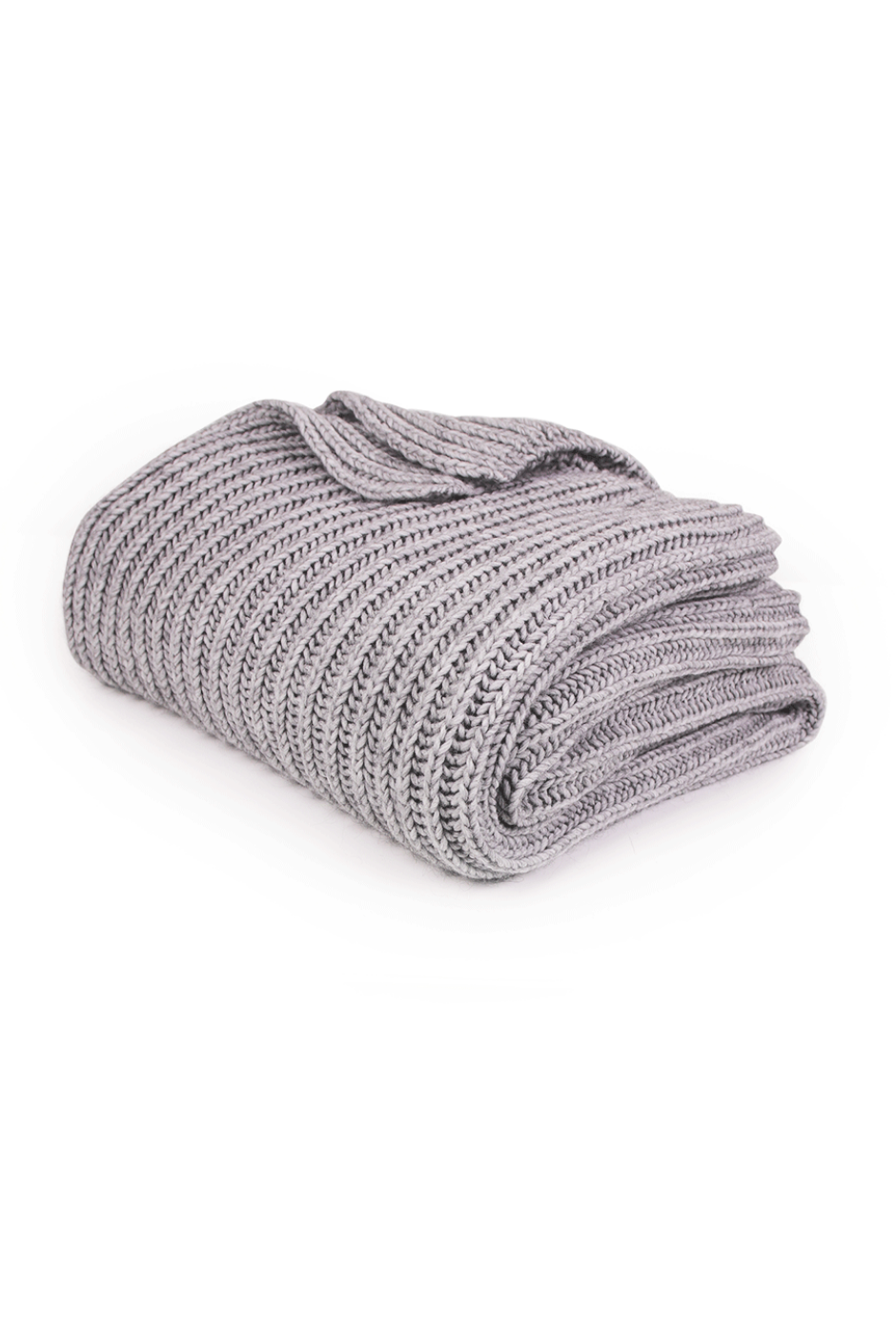 Plaid Cannes en Laine grosse mailles gris clair - Maison Bonnefoy