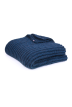 Plaid Cannes en Laine grosse mailles marine - Maison Bonnefoy