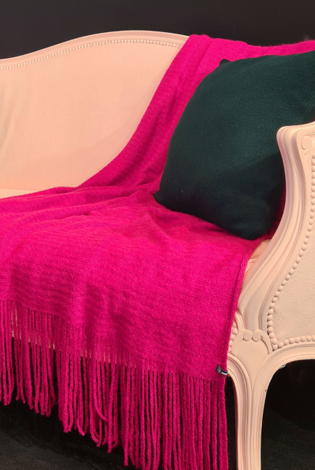 Plaid en mohair Valence fuchsia - Maison Bonnefoy