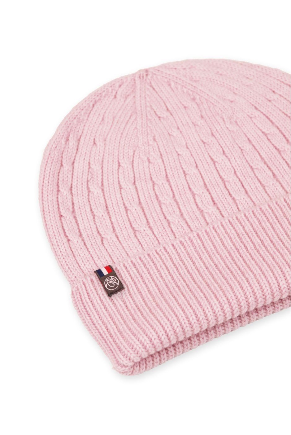 Bonnet Daniel femme en laine mérinos rose pale – Maison Bonnefoy