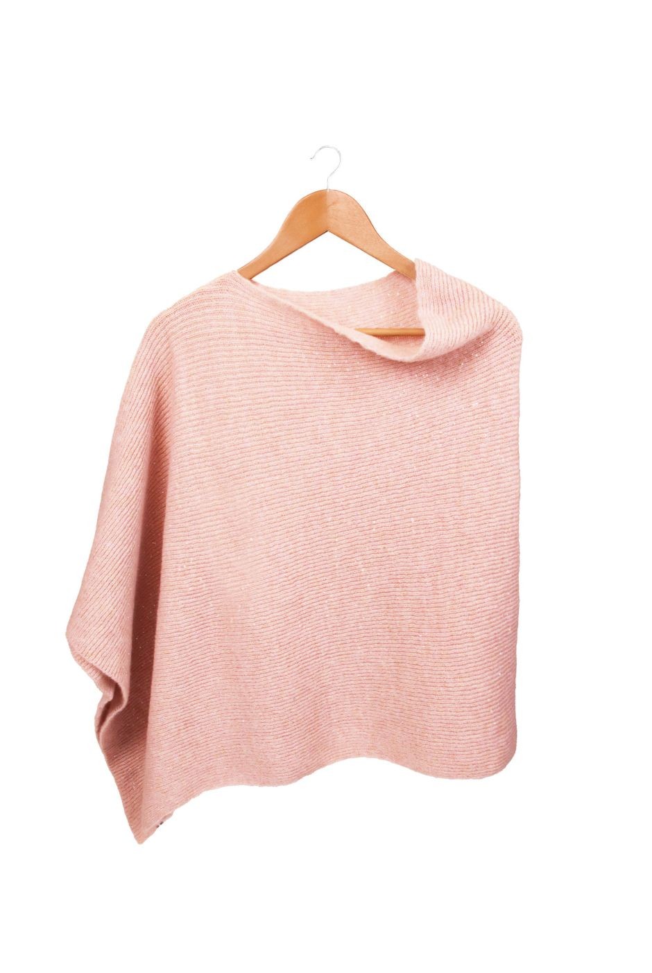 Poncho Natacha Pailleté femme rose clair - Maison Bonnefoy