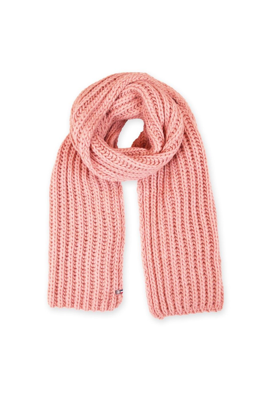Écharpe Colombe laine grosse maille femme rose pale - Maison Bonnefoy