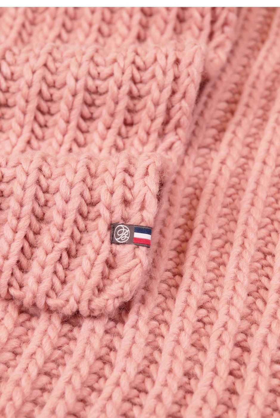 Écharpe Colombe laine grosse maille femme rose pale - Maison Bonnefoy