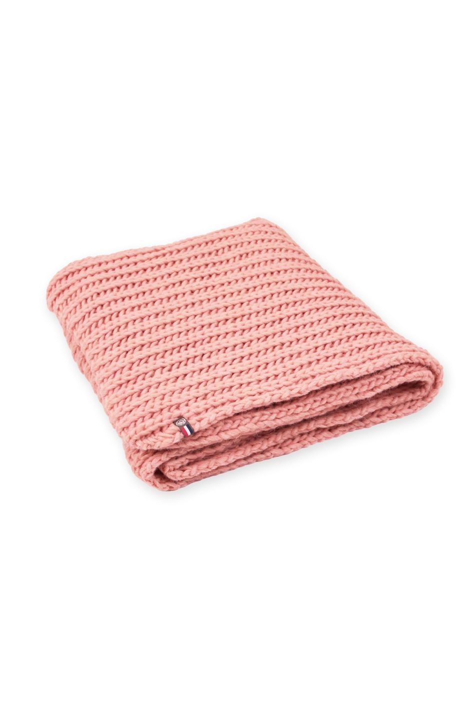 Écharpe Colombe laine grosse maille femme rose pale - Maison Bonnefoy