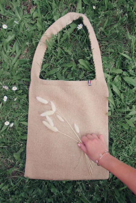 Sac Olivia en maille en matière recyclée beige - Maison Bonnefoy