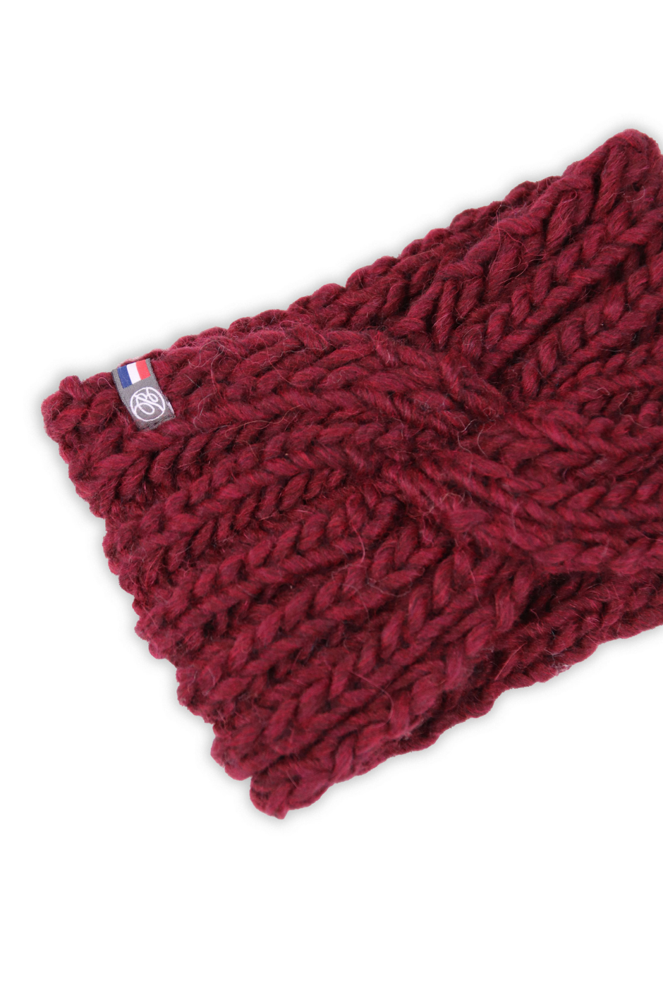 Bandeau Colombe Laine grosse maille femme bordeaux - Maison Bonnefoy