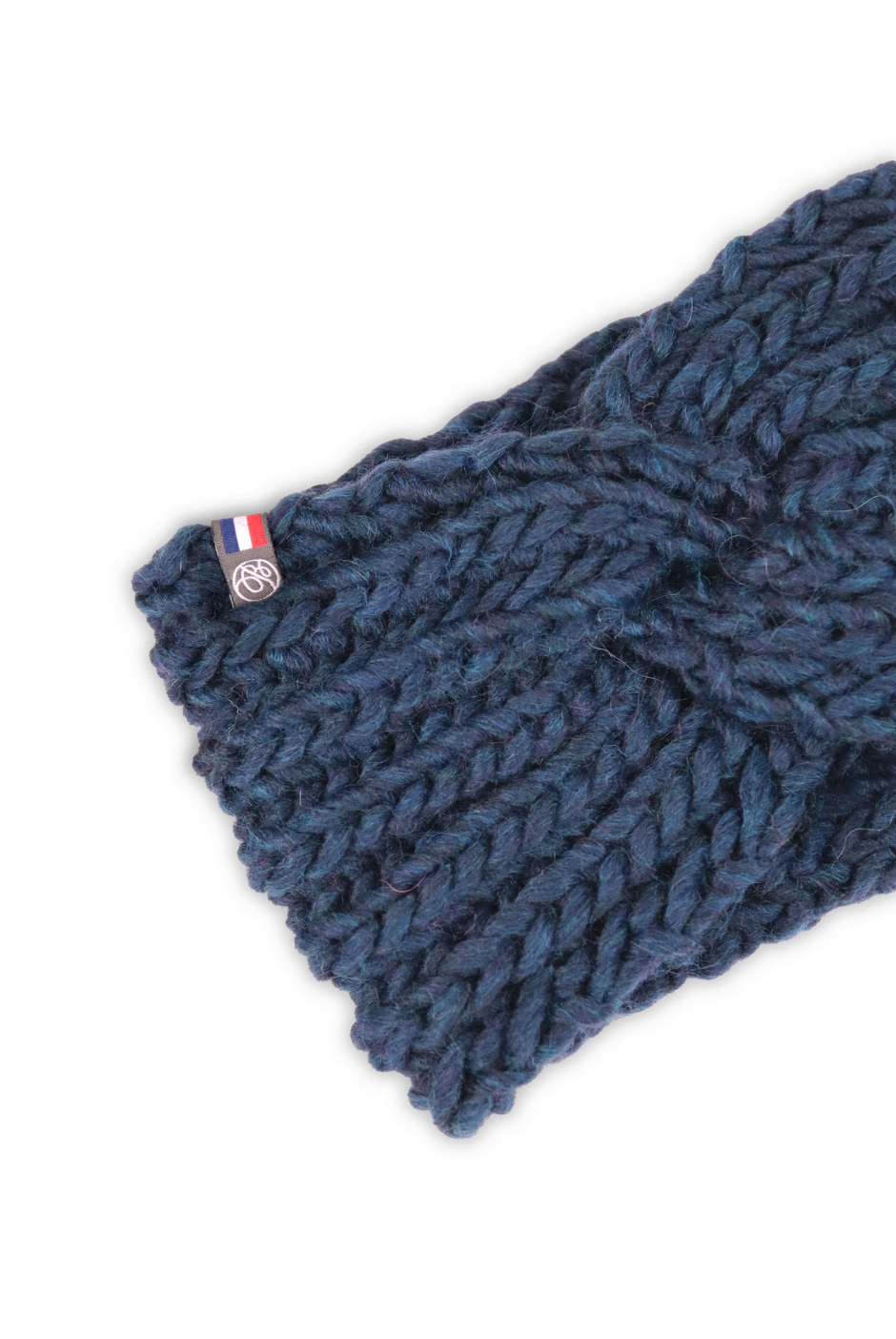 Bandeau Colombe Laine grosse maille femme marine - Maison Bonnefoy