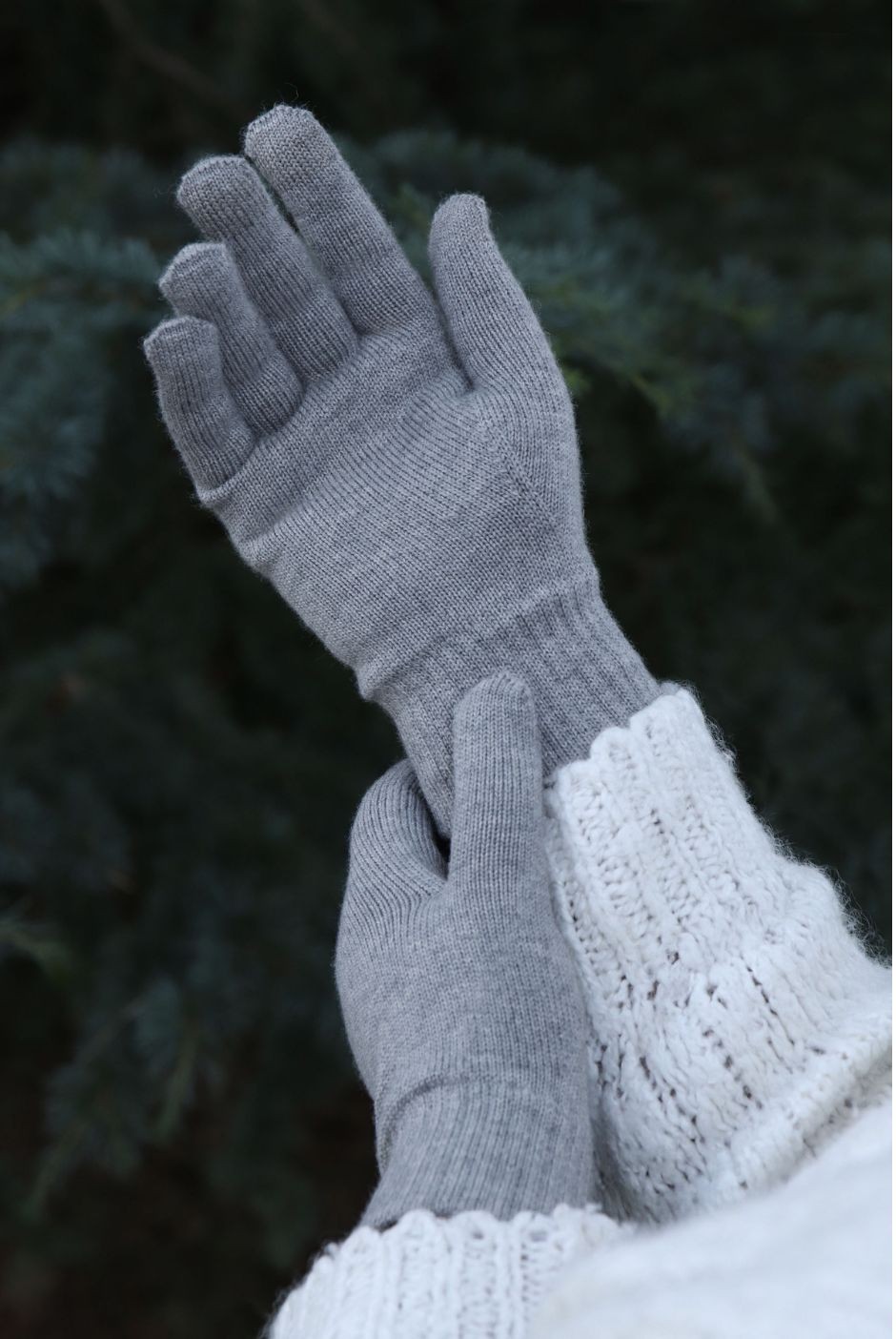 Gants tactiles Perinne laine mérinos mixte gris - Maison Bonnefoy