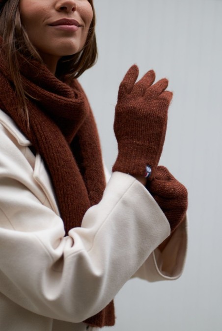 Gants tactiles Natacha Pailleté femme marron - Maison Bonnefoy