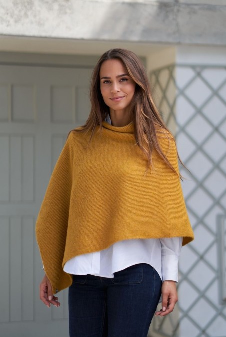 Poncho Natacha Pailleté femme  jaune - Maison Bonnefoy