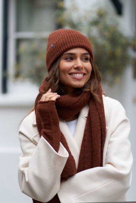 Bonnet Natacha pailleté femme marron - Maison Bonnefoy