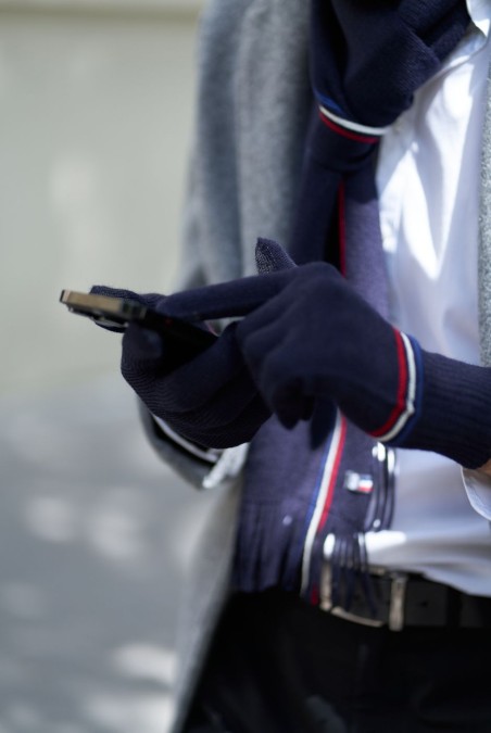 Gants tactiles Emmanuel Laine homme marine - Maison Bonnefoy