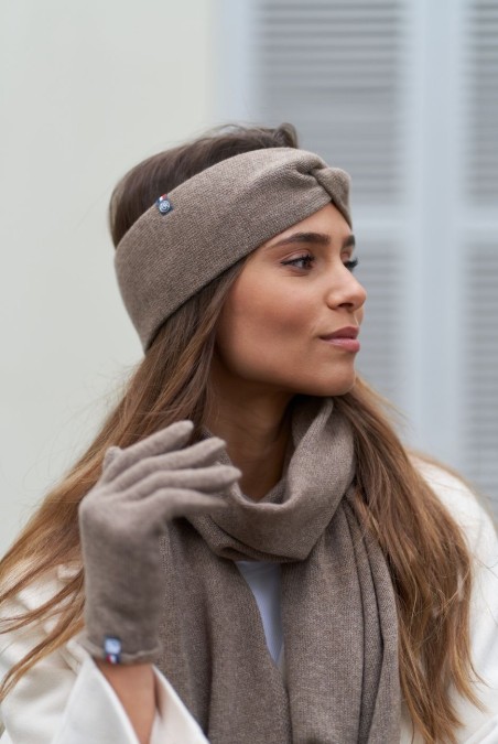 Bandeau Paule Cachemire femme marron - Maison Bonnefoy