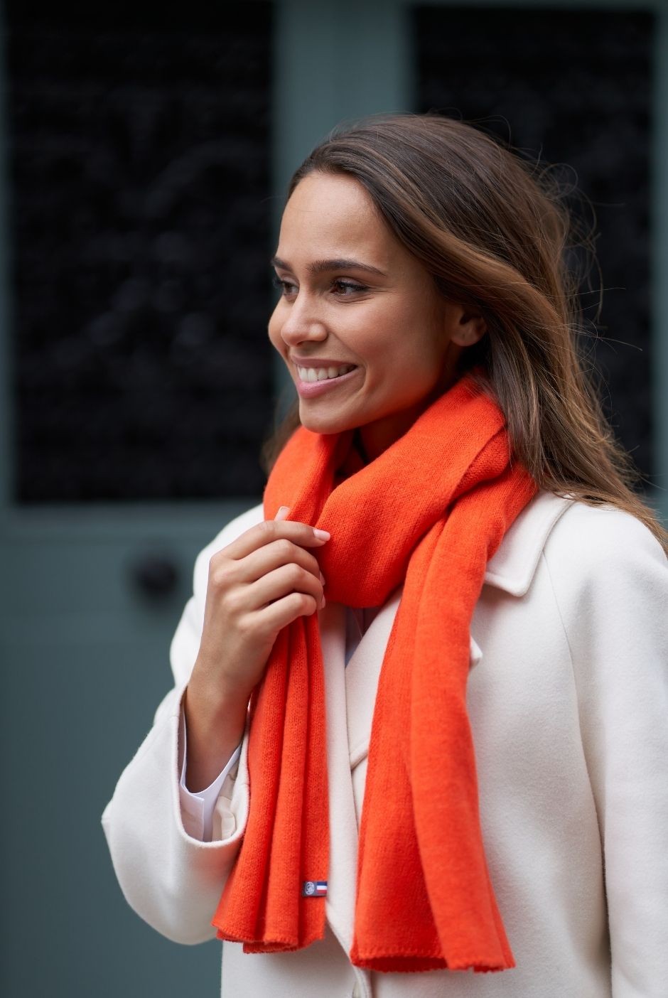 Echarpe Paule Cachemire femme orange - maison Bonnefoy