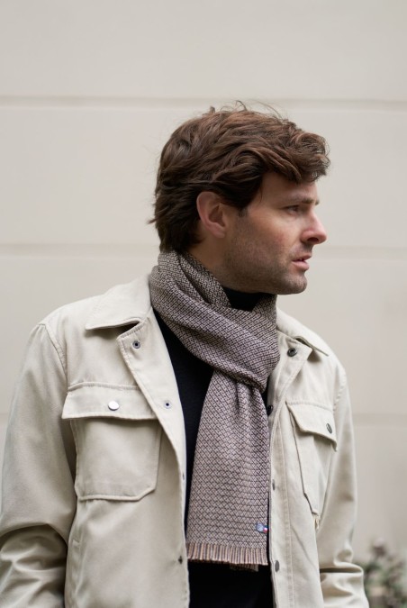 Echarpe Stéphane Laine homme marron - Maison Bonnefoy