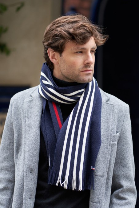 Écharpe Titouane laine homme marine - Maison Bonnefoy