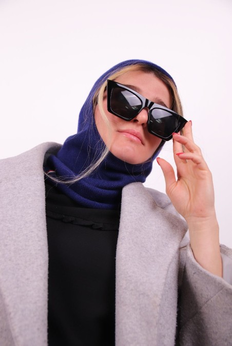 Cagoule Paule Cachemire femme bleu - Maison Bonnefoy