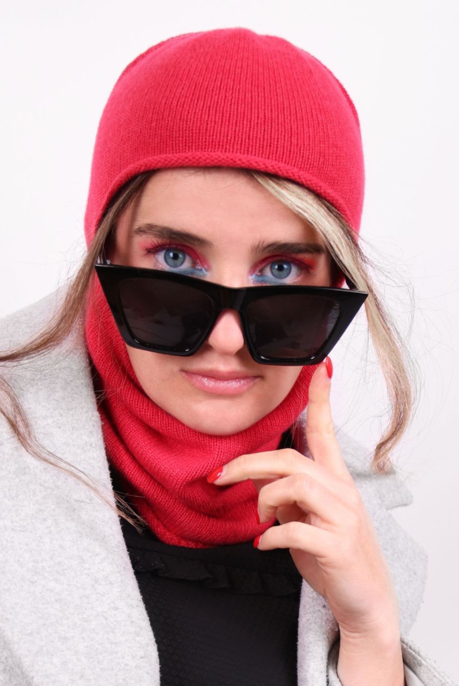 Cagoule Paule Cachemire femme rouge - Maison Bonnefoy