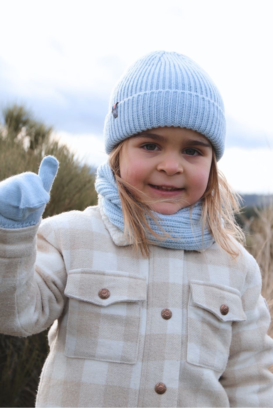 Moufles enfant Perinne Laine mixte bleu - Maison Bonnefoy