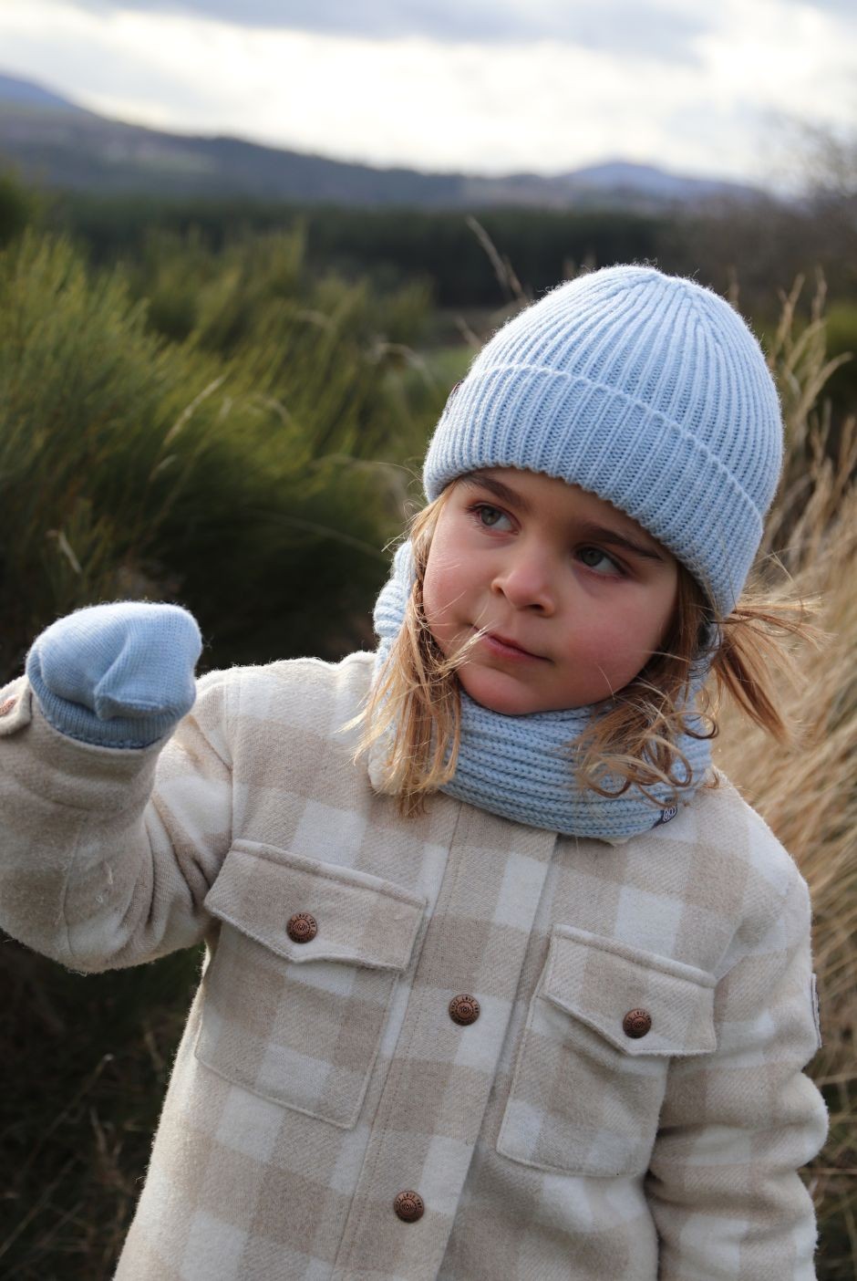 Moufles enfant Perinne Laine mixte bleu - Maison Bonnefoy