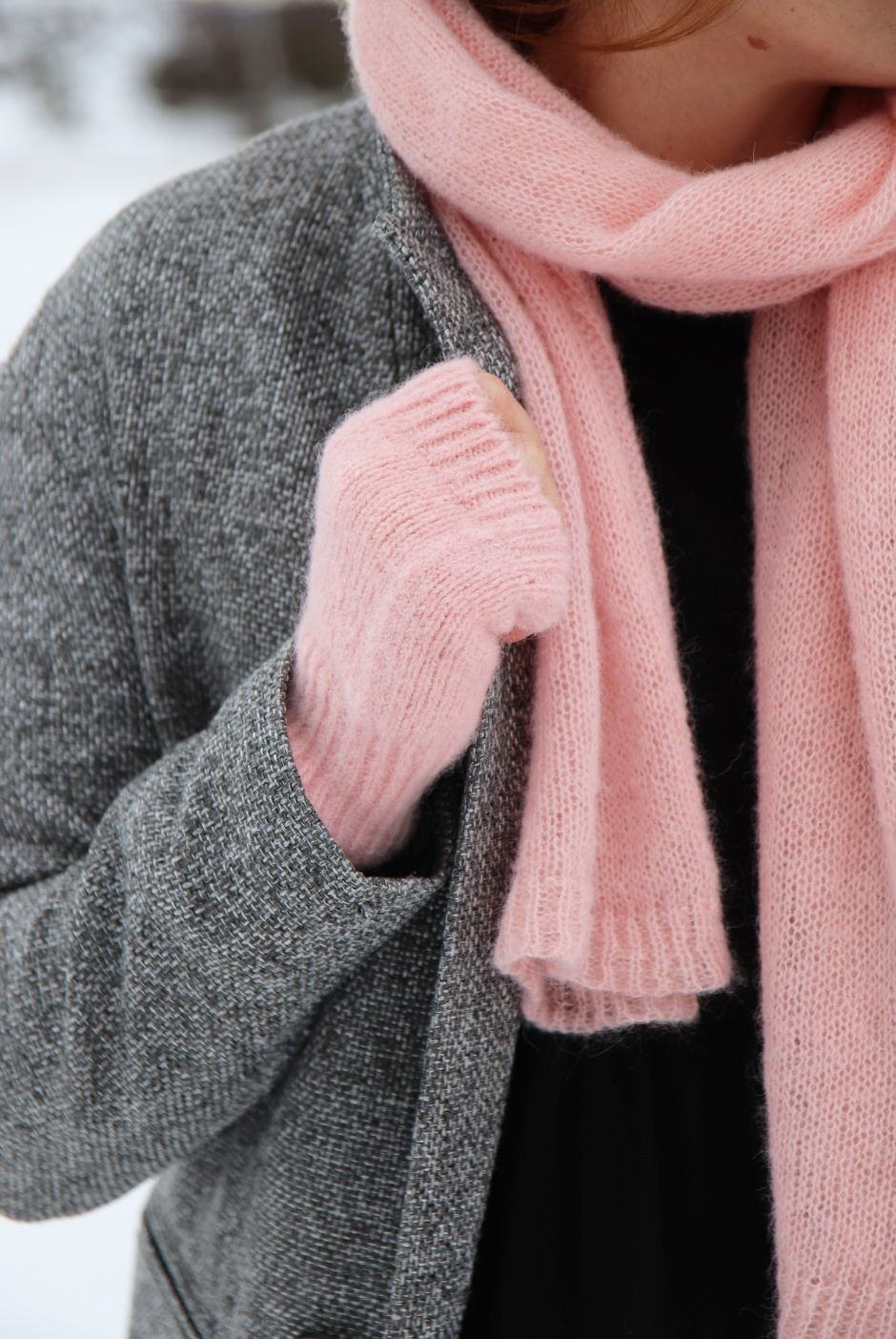 Mitaines Jade Alpaga femme rose - Maison Bonnefoy