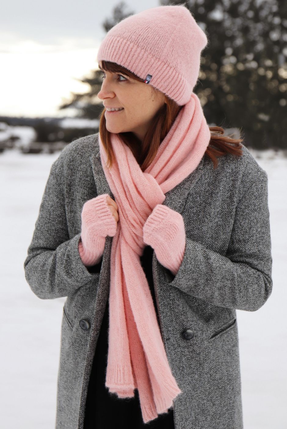 Mitaines Jade Alpaga femme rose - Maison Bonnefoy