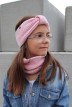 Bandeau avec nœud Perinne Laine grosse maille enfant fille rose - Maison Bonnefoy