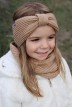 Bandeau avec nœud Perinne Laine grosse maille enfant fille beige - Maison Bonnefoy