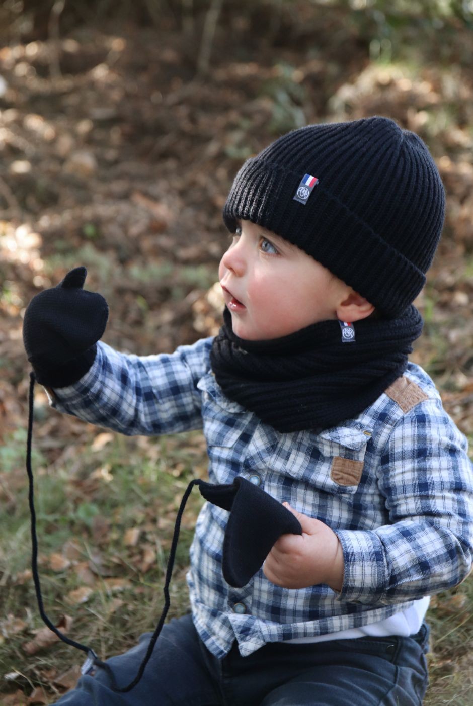 Bonnet Perinne enfant Laine mixte noir - Maison Bonnefoy