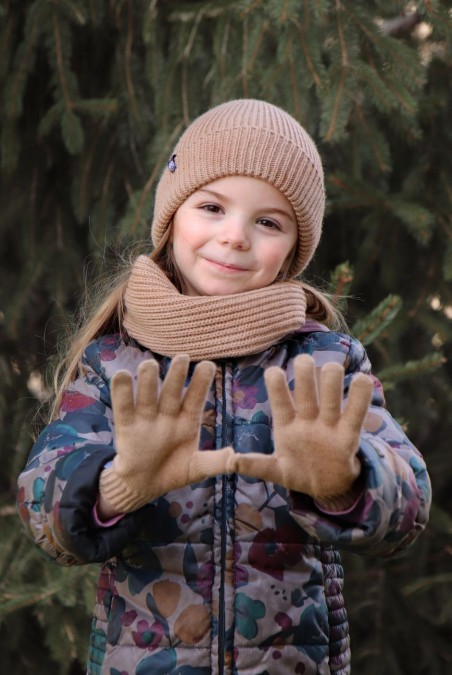 Gants enfant Perinne Laine mixte camel - Maison Bonnefoy