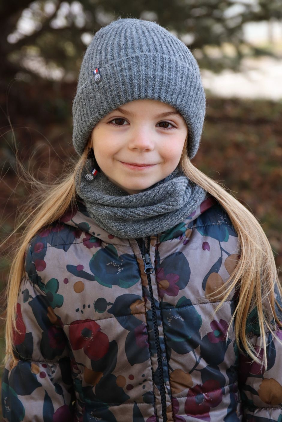 Bonnet Natacha Pailleté enfant fille gris - Maison Bonnefoy