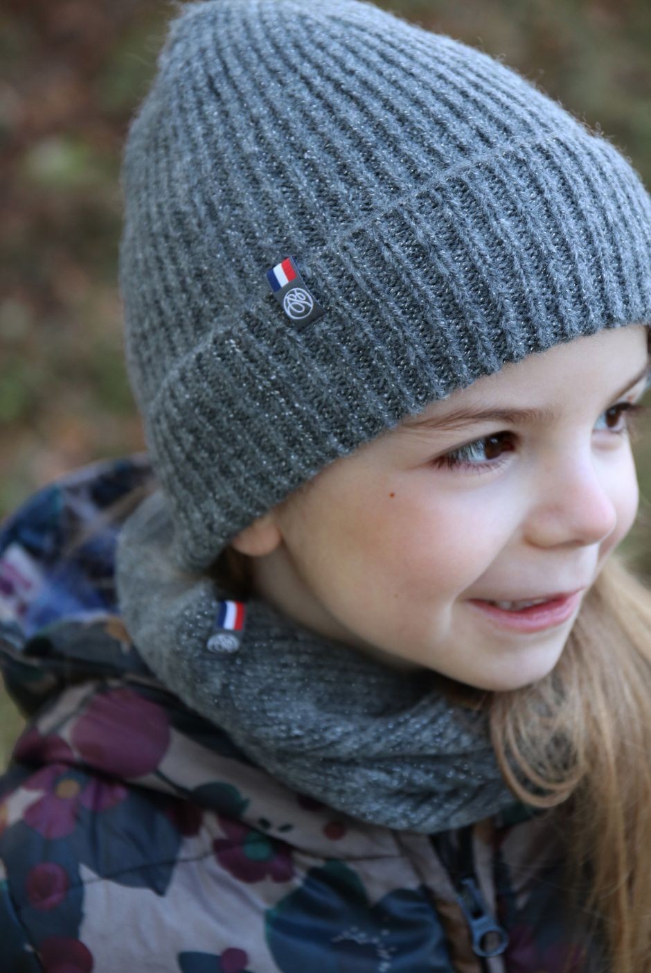 Bonnet Natacha Pailleté enfant fille gris - Maison Bonnefoy
