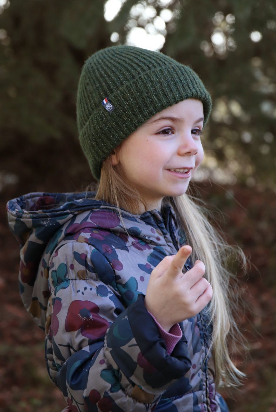 Bonnet Natacha Pailleté enfant fille kaki - Maison Bonnefoy