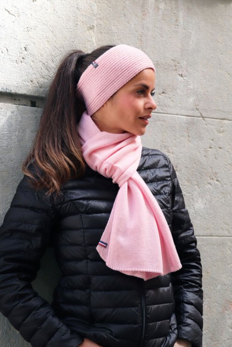 Bandeau simple Perinne Laine femme rose - Maison Bonnefoy