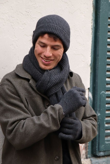 Gants Tactiles Patrices Laine mixte gris foncé - maison Bonnefoy