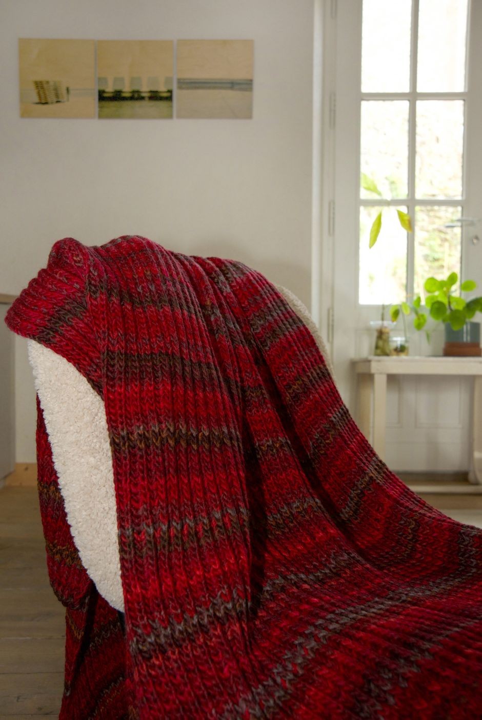 Plaid en laine Bayonne dégradé rouge - Maison Bonnefoy