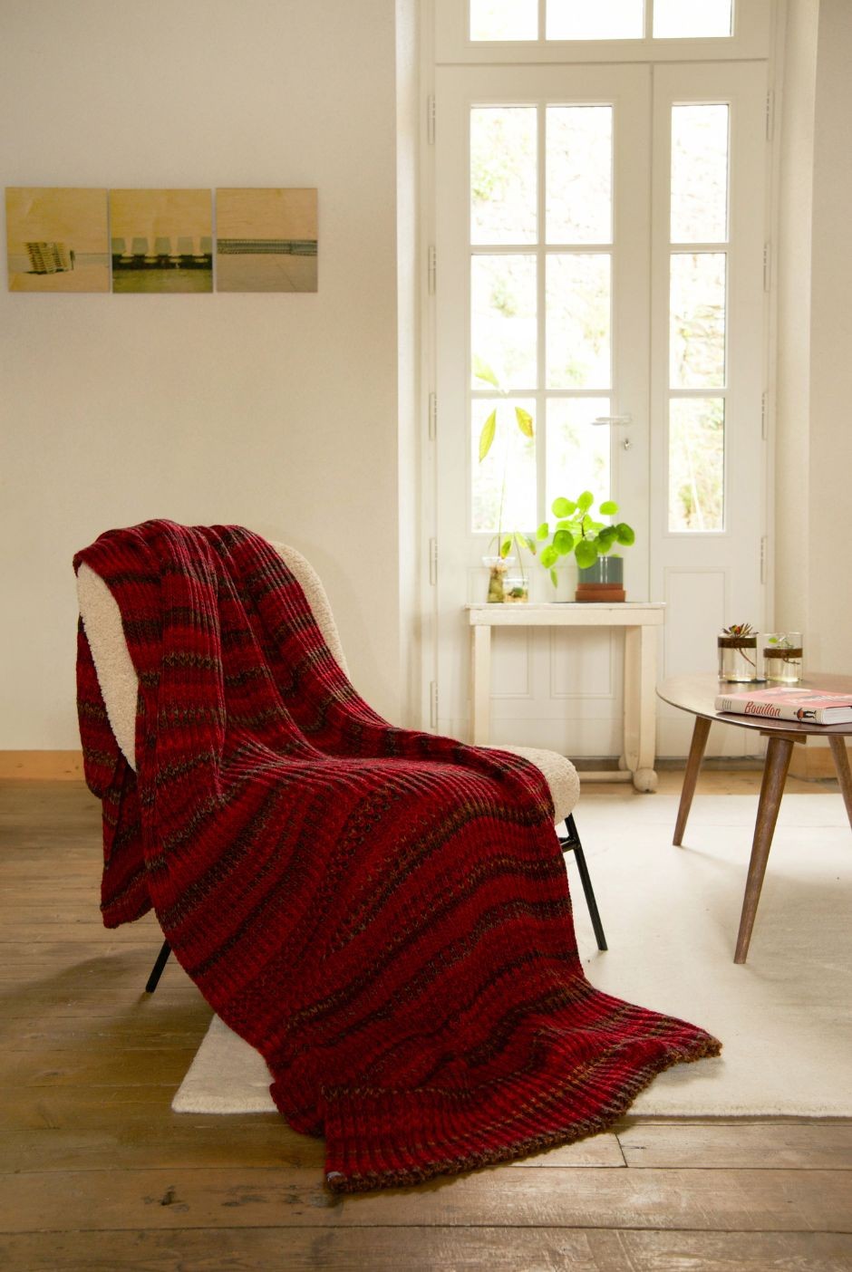 Plaid en laine Bayonne dégradé rouge - Maison Bonnefoy
