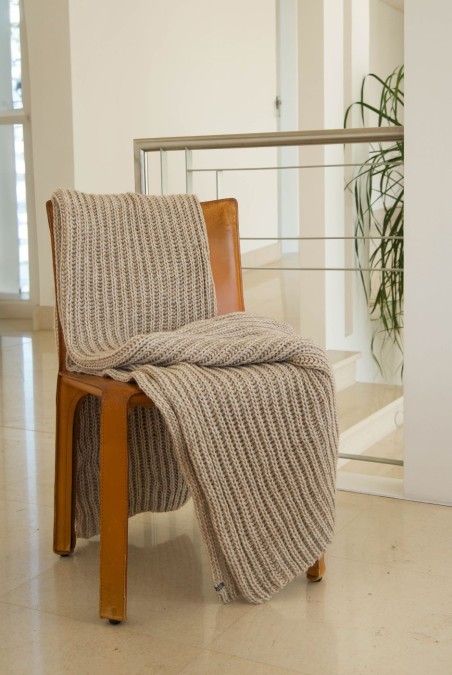 Plaid Cannes en Laine grosse mailles beige - Maison Bonnefoy