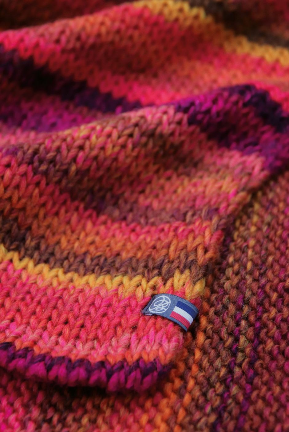 Poncho Rafael Laine femme dégradé rouge - Maison Bonnefoy