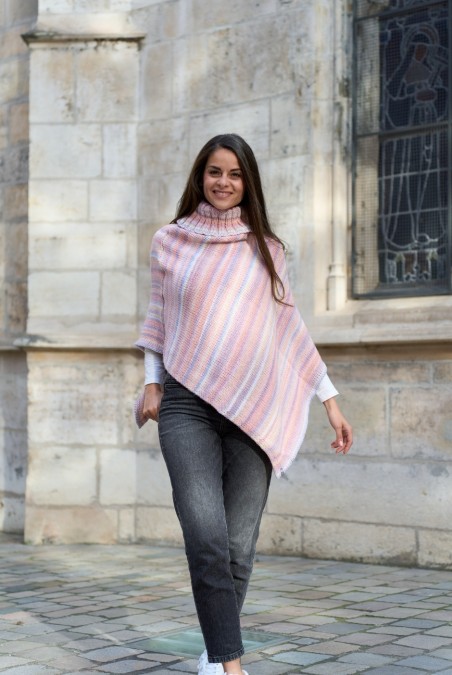 Poncho Rafael Laine femme dégradé rose - Maison Bonnefoy