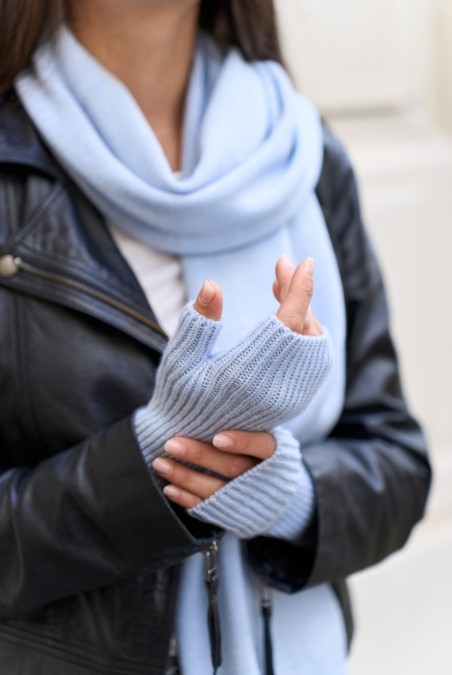 Mitaines pouce Perinne Laine femme bleu - Maison Bonnefoy