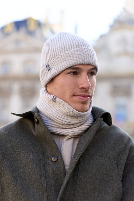 Bonnet blanc Perinne mixte en laine mérinos beige – Maison Bonnefoy