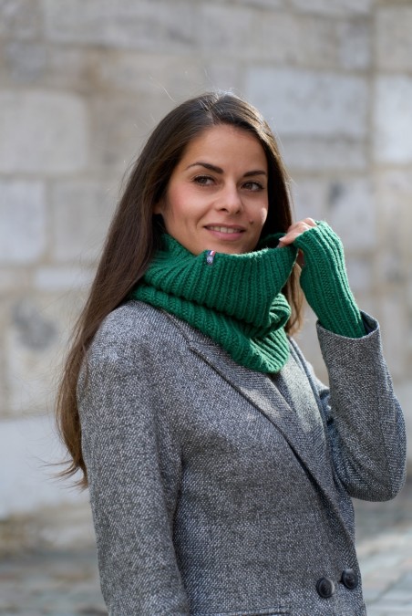 Tour de cou Claire Laine mérinos femme vert - Maison Bonnefoy