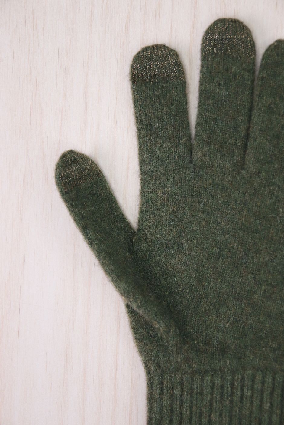 Gants Tactiles Patrices Laine mixte kaki - maison Bonnefoy
