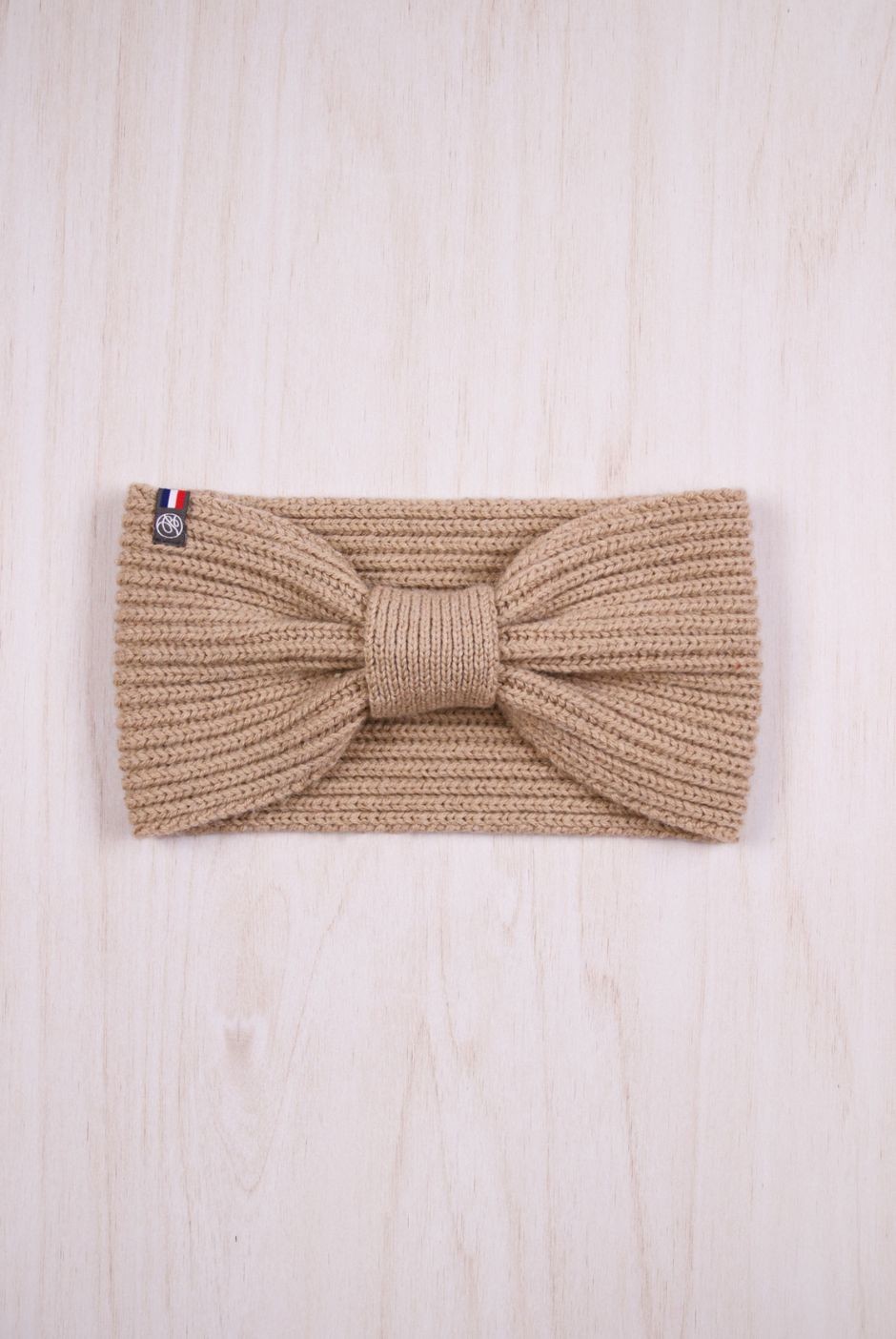 Bandeau avec nœud Perinne Laine grosse maille enfant fille beige - Maison Bonnefoy