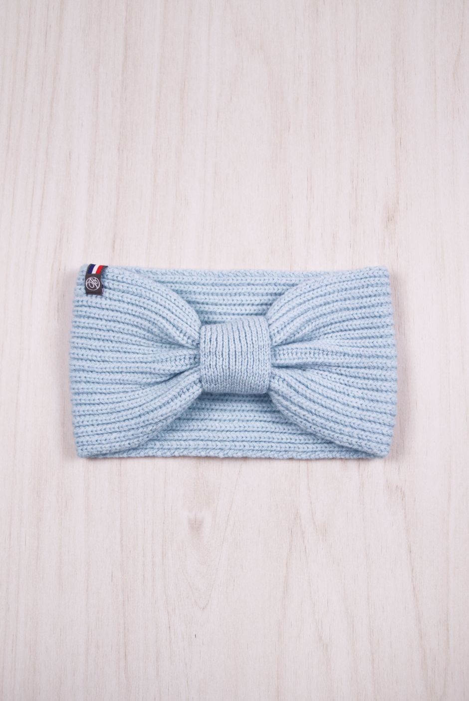 Bandeau avec nœud Perinne Laine grosse maille enfant fille bleu - Maison Bonnefoy